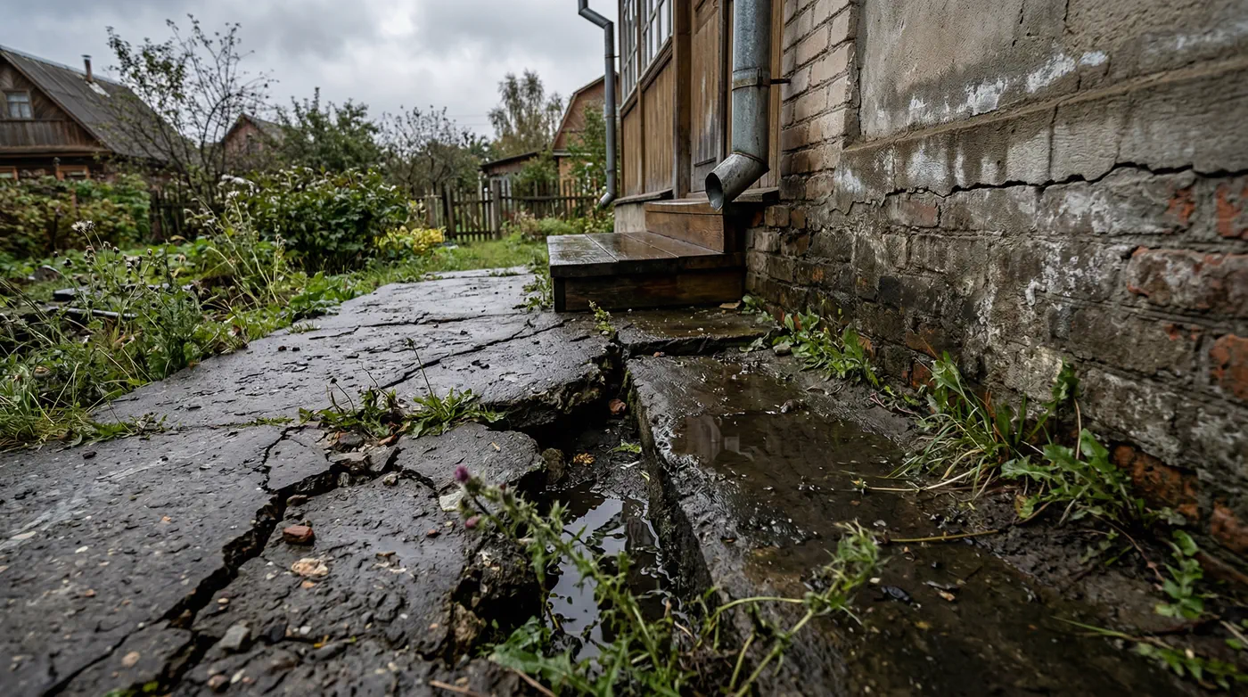 Потрескавшаяся отмостка